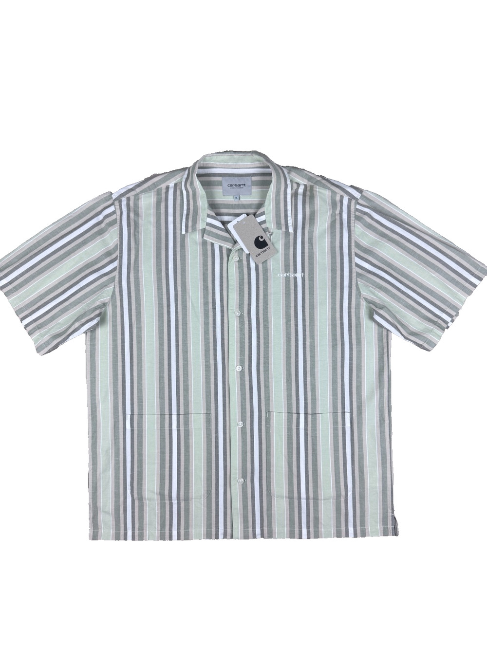 Carhartt WIP Folsey Shirt Pale Olive Stripe Men's XL